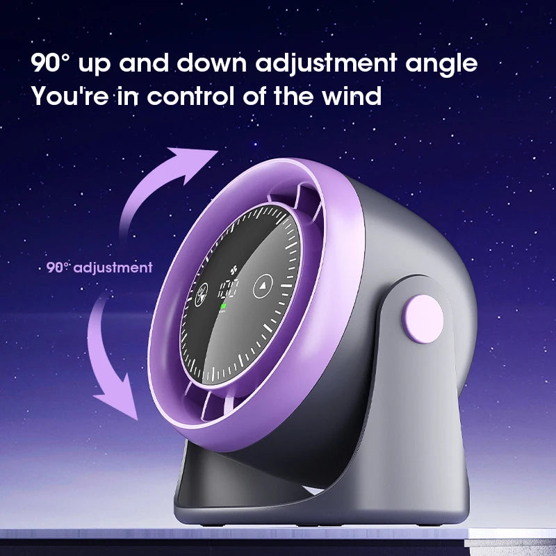 Ventilador de Escritorio Silencioso — 100 Velocidades, Display Táctil | PureFlow™